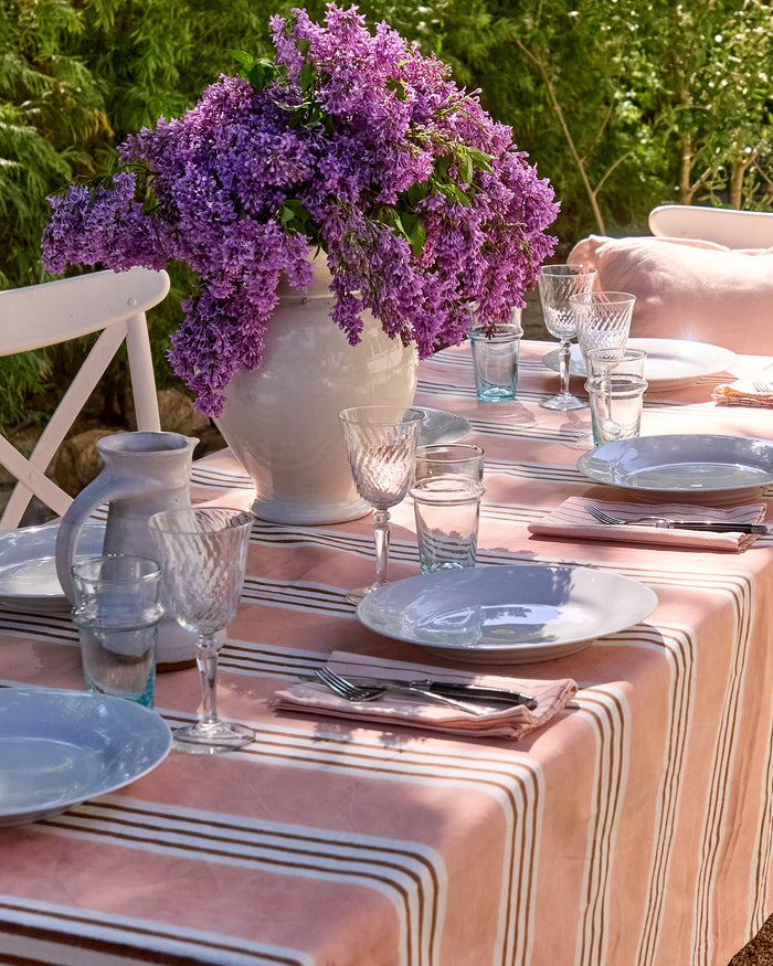 Estancia Stripe Tablecloth - Soft Blush