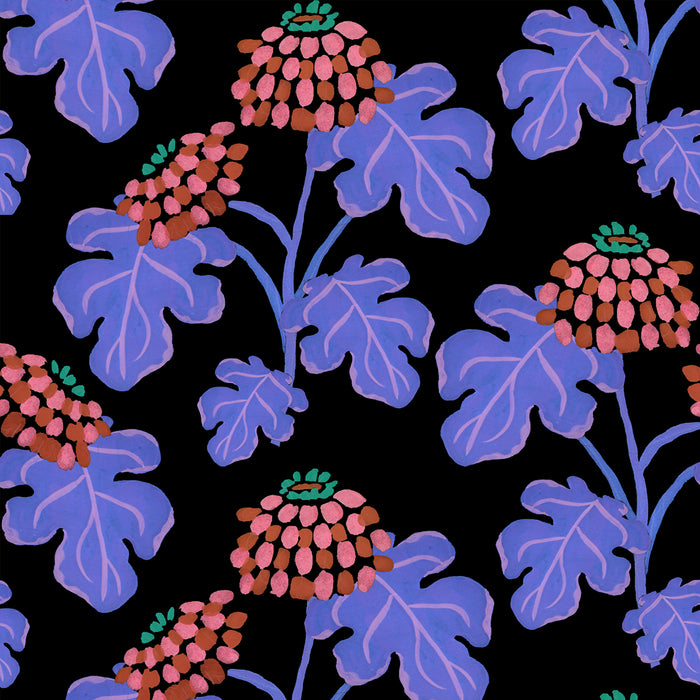 Casia Flowers Fabric - Black