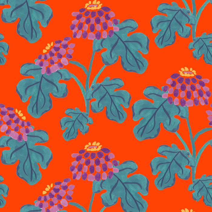 Casia Flowers Fabric- Red