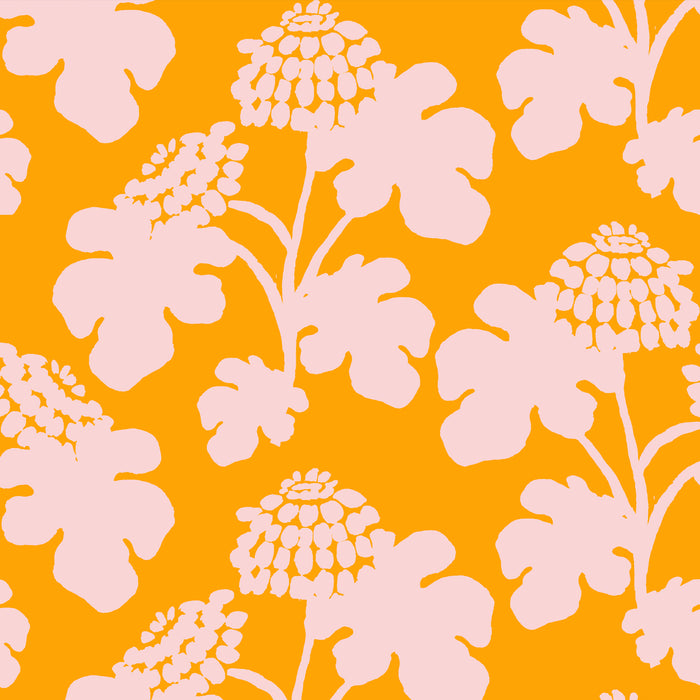 Casia Flowers Fabric - Marigold/Soft Pink
