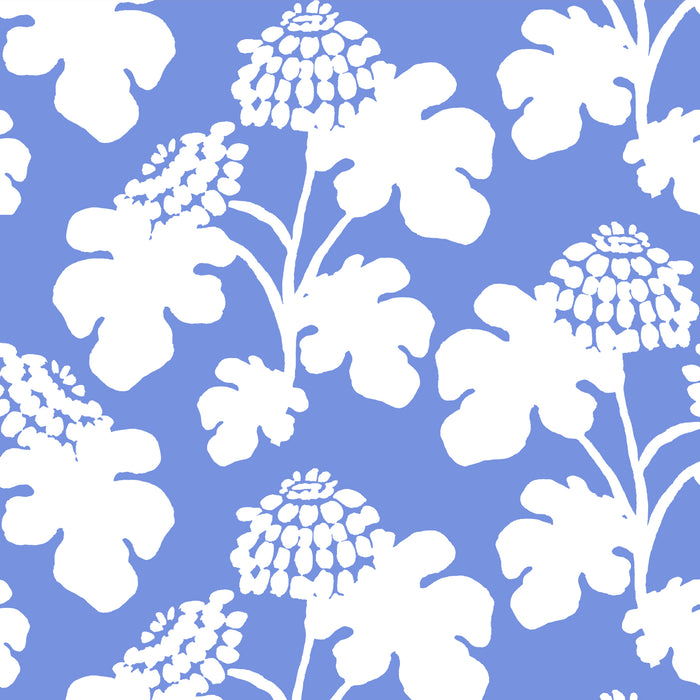 Casia Flowers Fabric - Sky/White
