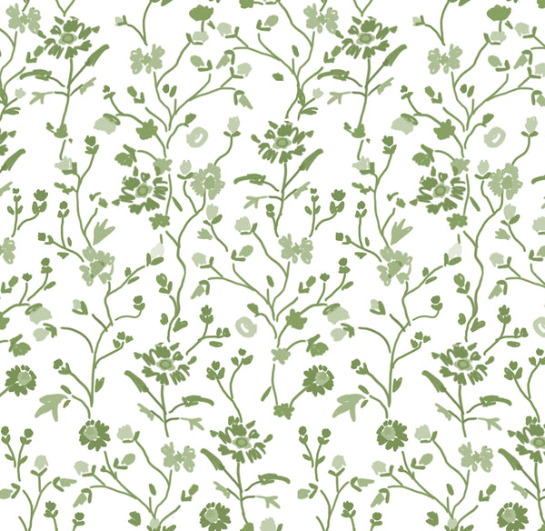 Winona Flowers White/Green Carly Home