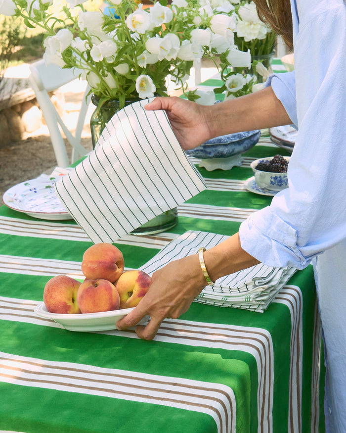 Campo Stripe Napkin - Grass / White