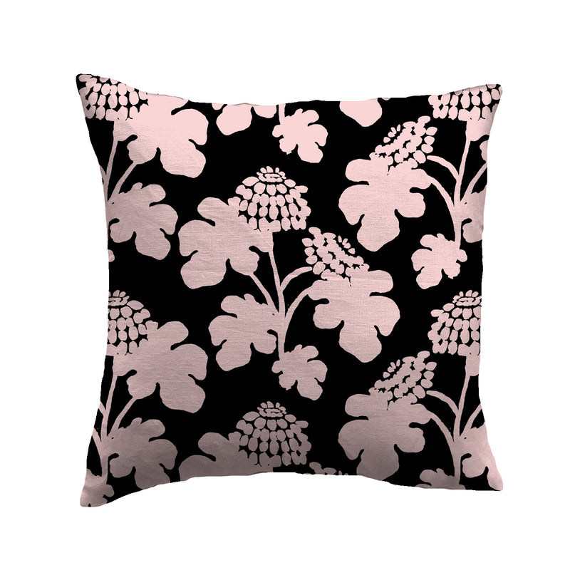 Casia Flowers Pillow - Black/Pink