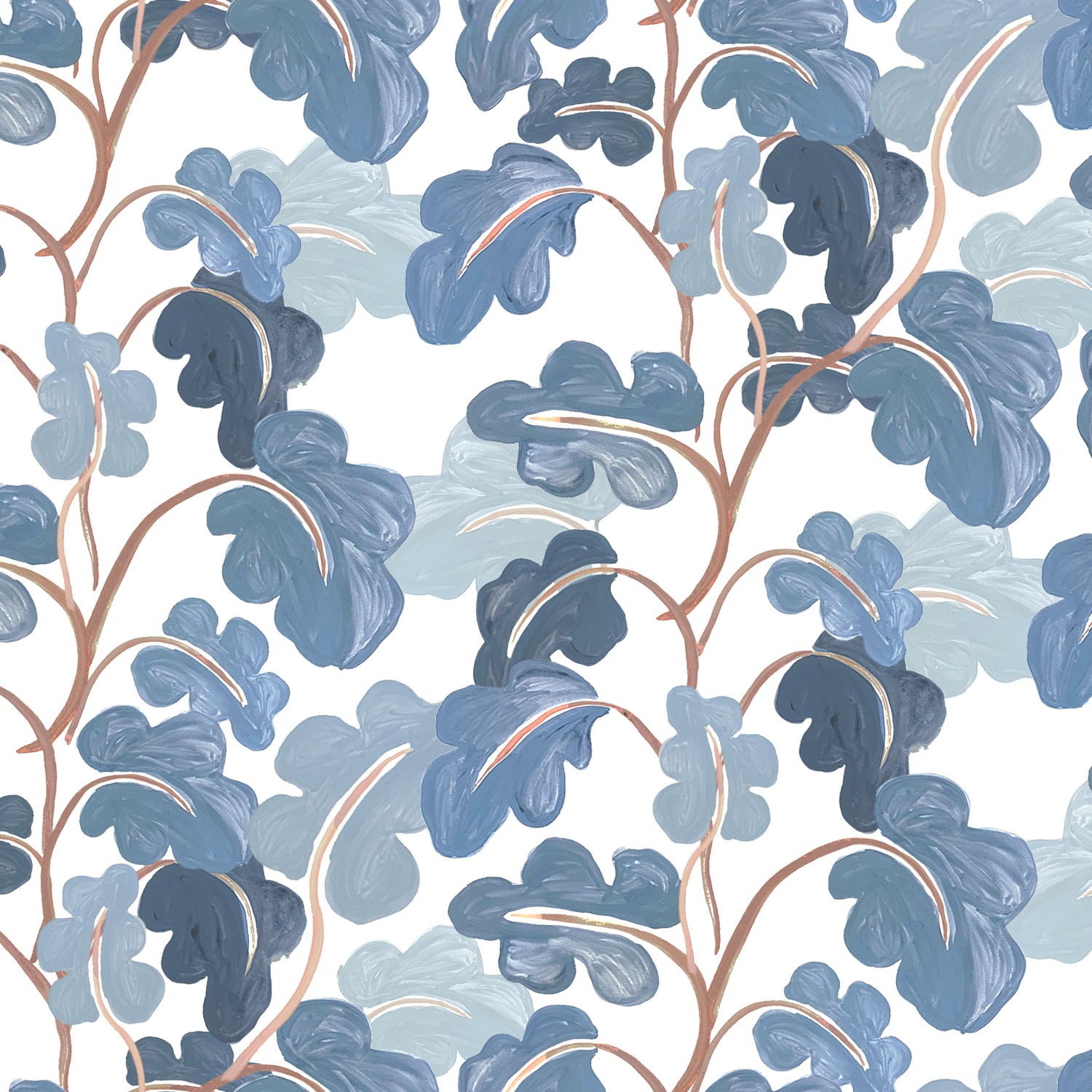 Elephant Ears Wallpaper - Blue/White