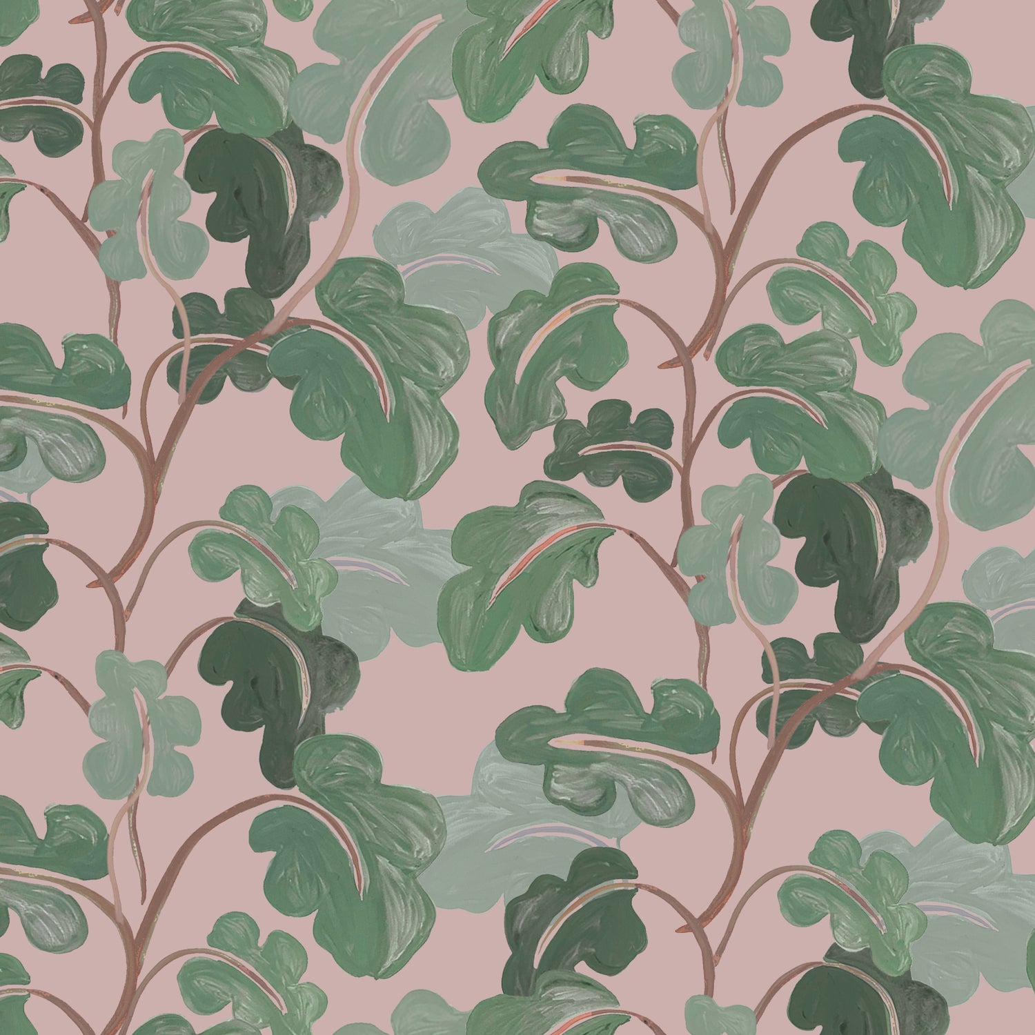 Elephant Ears Wallpaper - Mauve / Sage