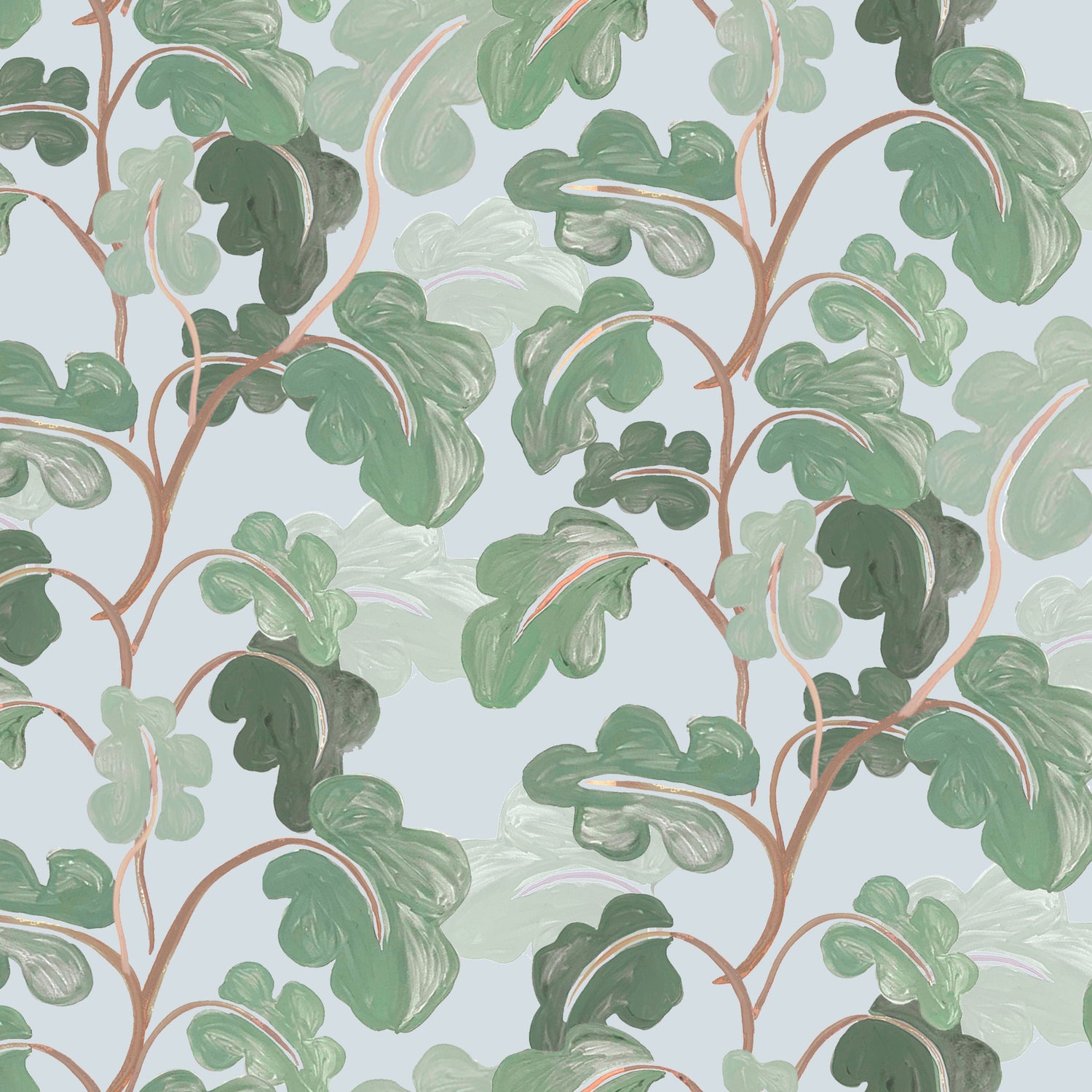 Elephant Ears Wallpaper - Soft Sky / Sage