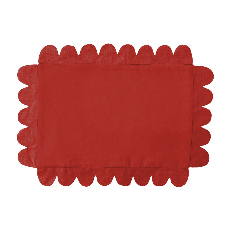 Scalloped Placemat - Red (Set of 4)