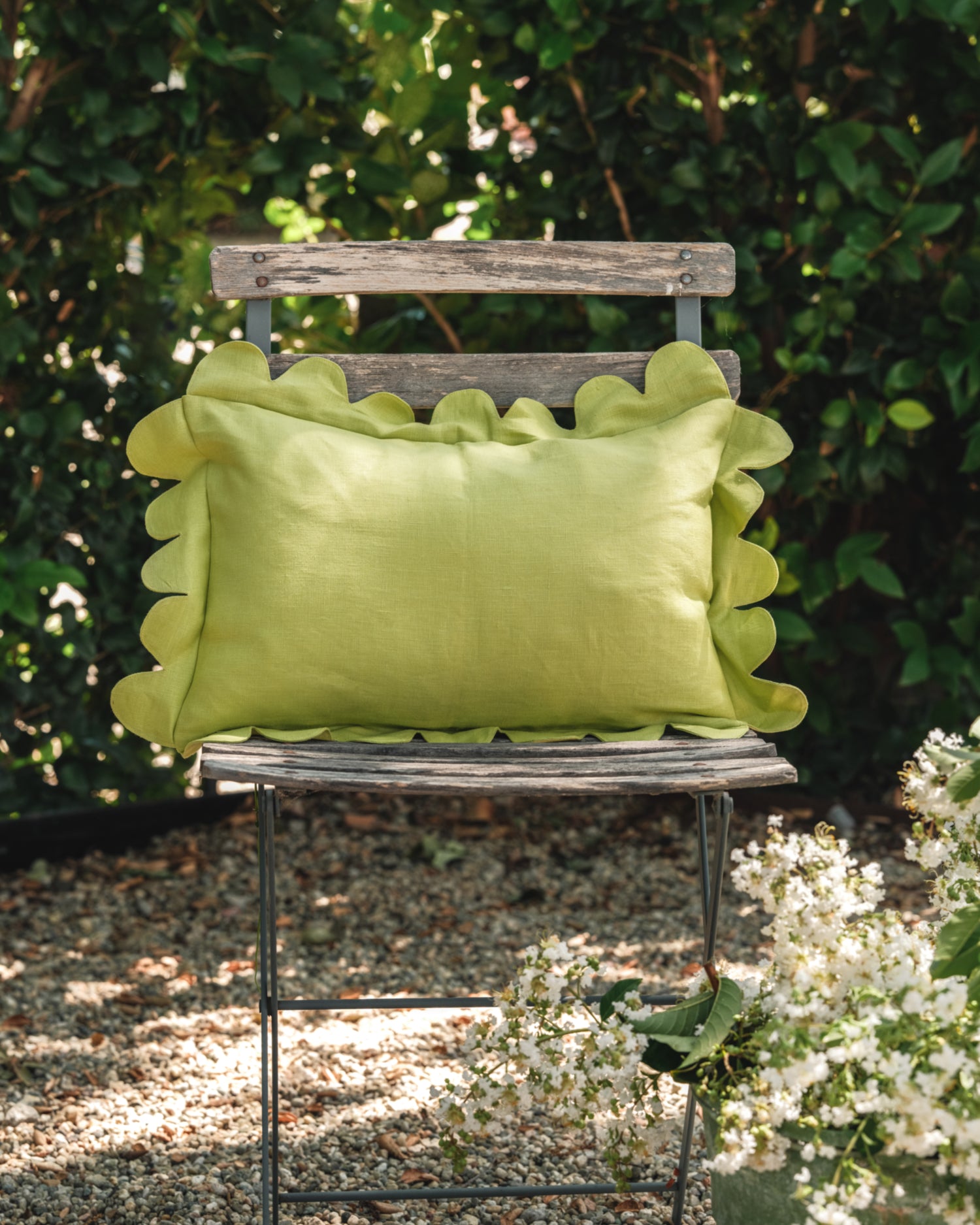Petite Scalloped Pillow - Pear