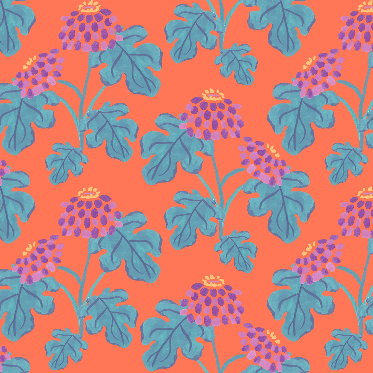 Casia Flowers Fabric- Red