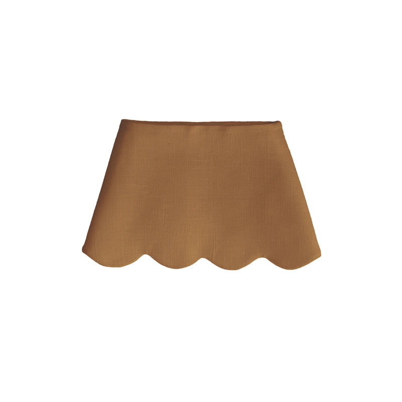 Scalloped Linen Lampshade - Caramel