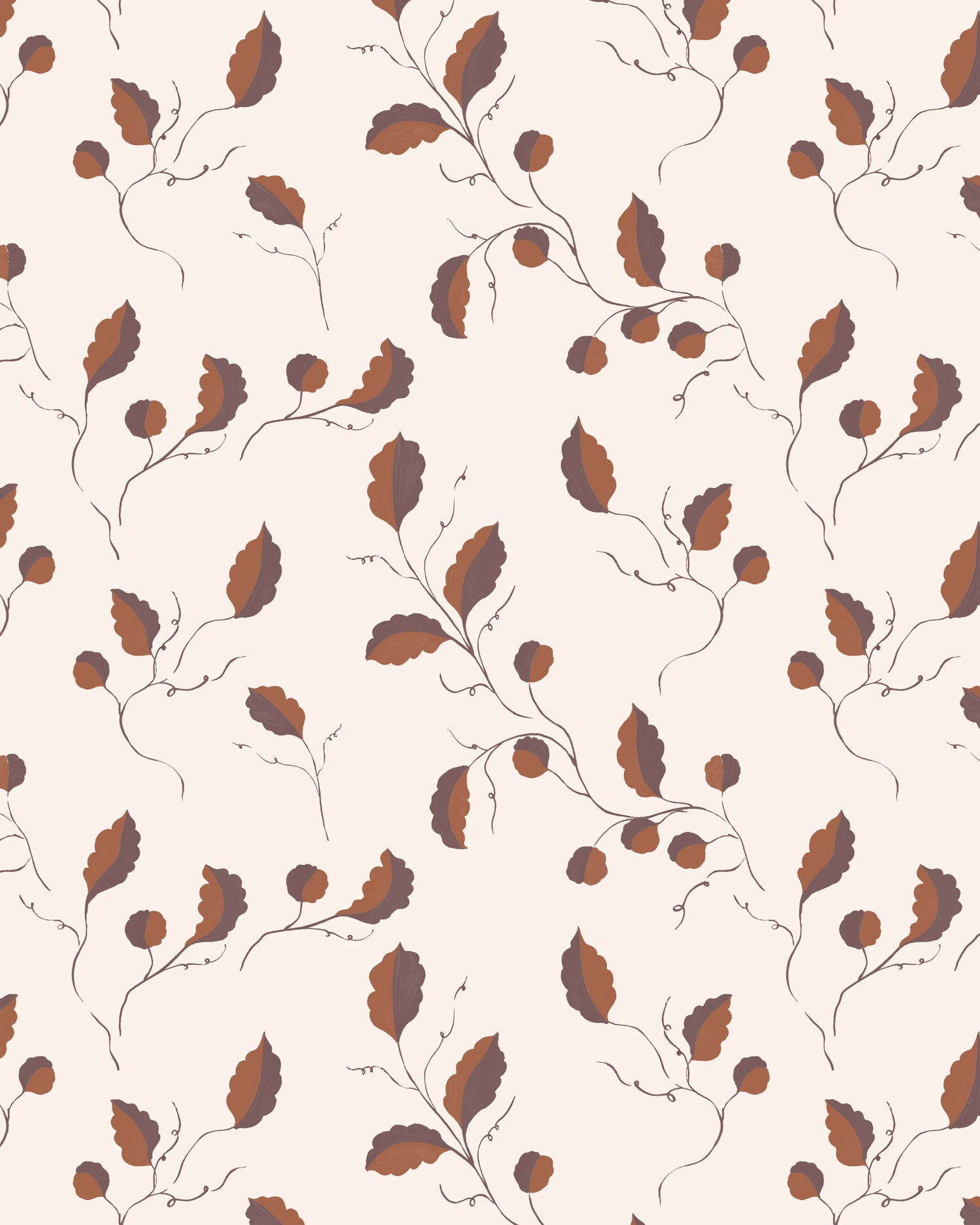 Oak Tendrils Wallpaper - Soft Pink Brown