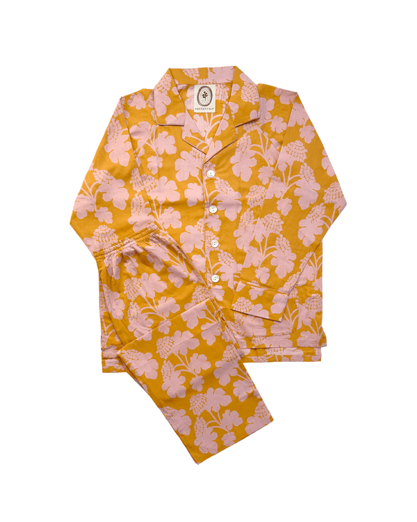 Pajama Set — Casia Flowers Marigold/Soft Pink