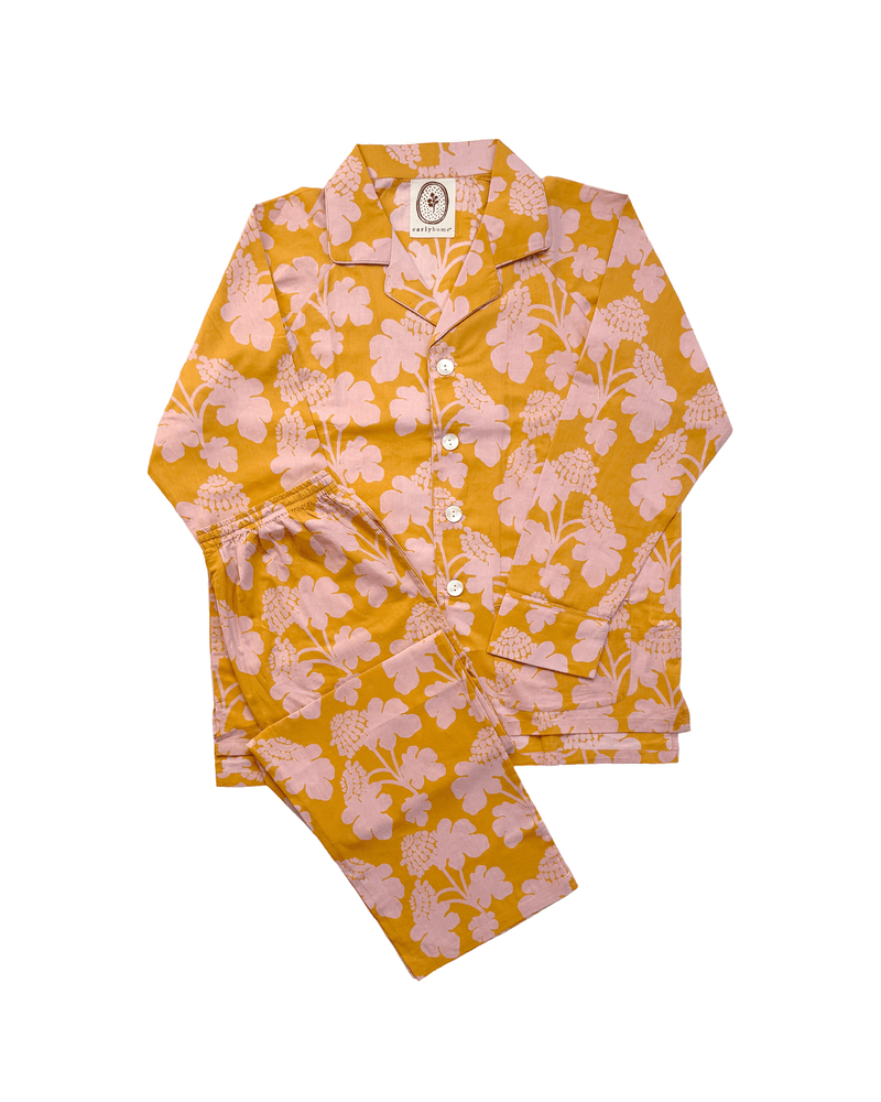 Pajama Set — Casia Flowers Marigold/Soft Pink