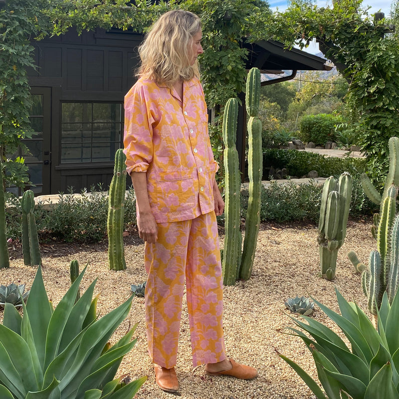 Pajama Set — Casia Flowers Marigold/Soft Pink