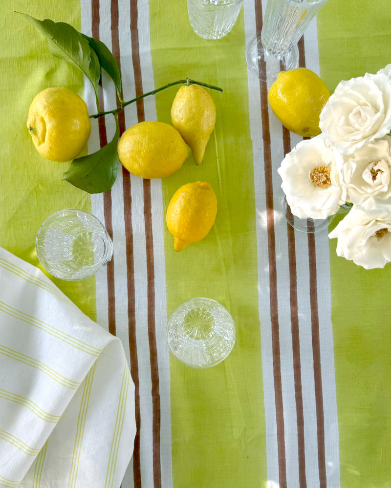 Estancia Stripe Tablecloth - Citron