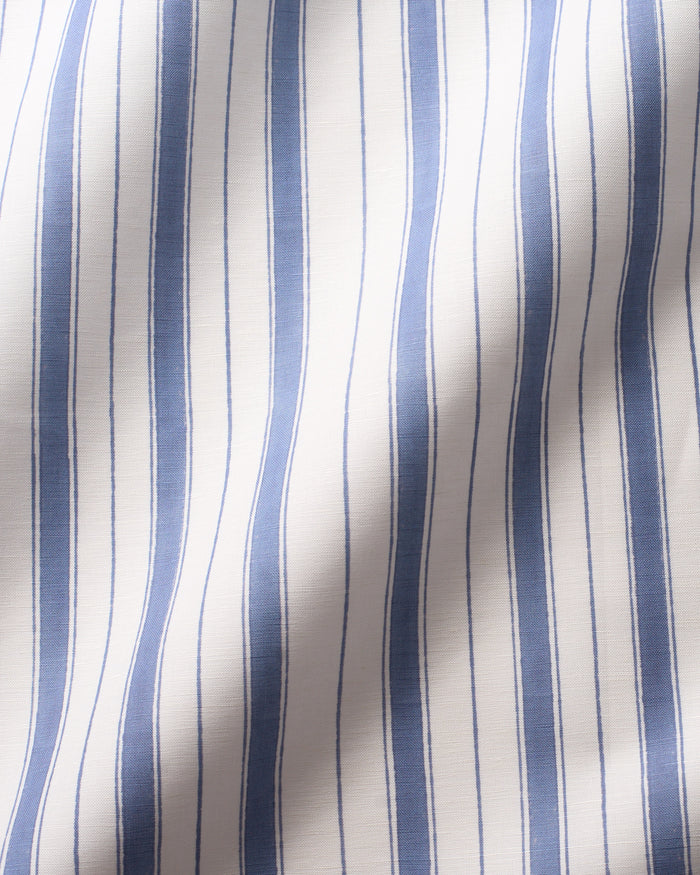 Todd Stripe Fabric -  White Sky Blue