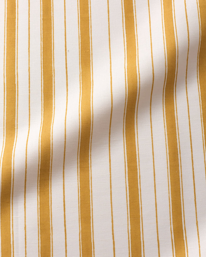 Todd Stripe Fabric -  White Mustard