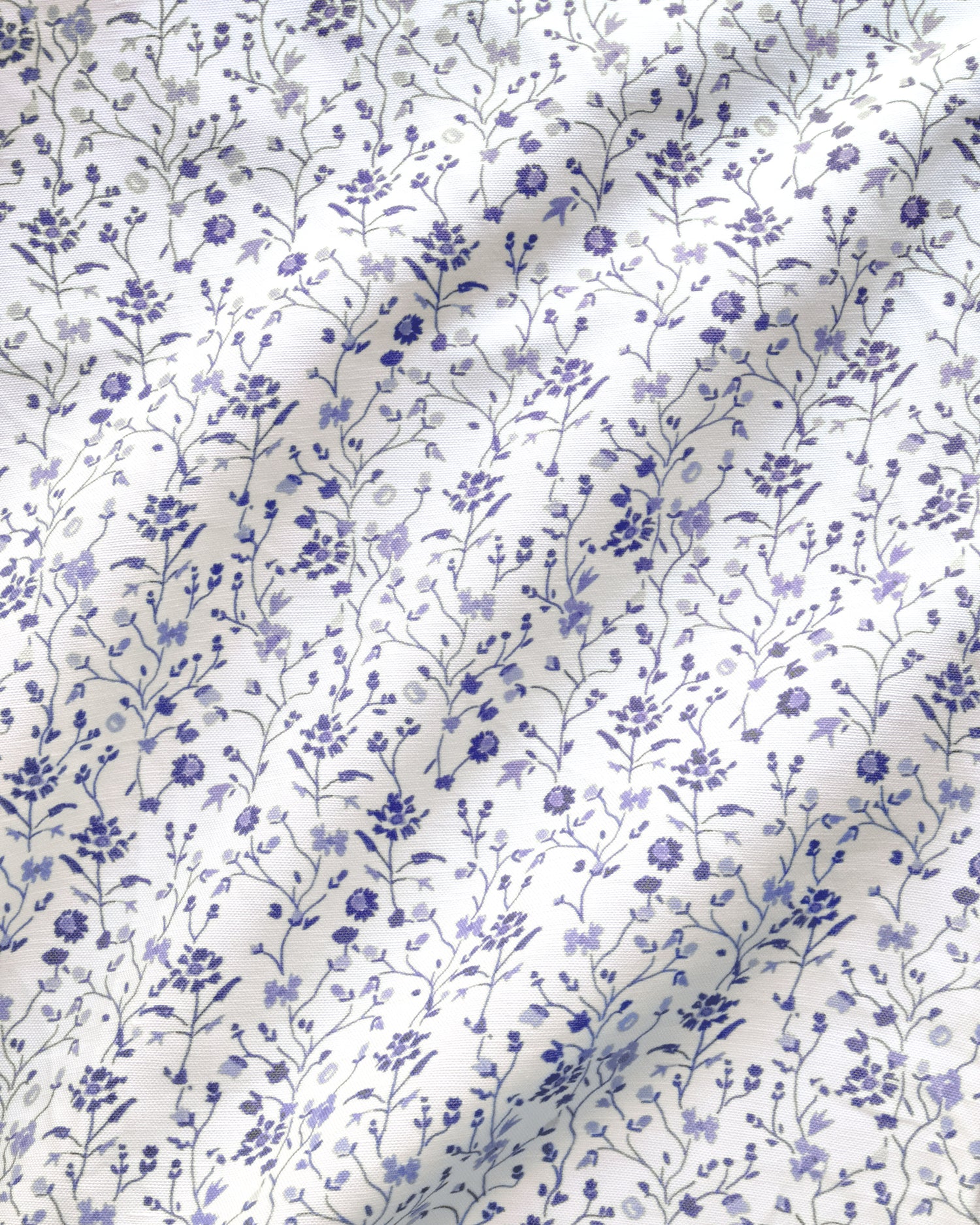 Winona Flowers Fabric - White/Blue