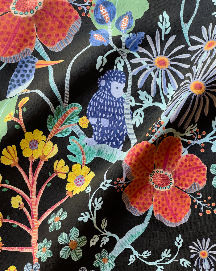 Monkey Garden Fabric - Black