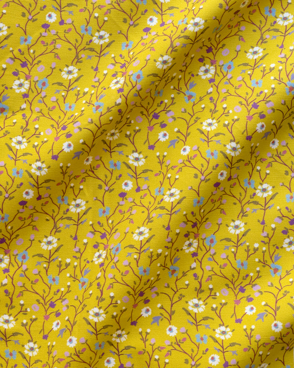 Winona Flowers Fabric - Mustard