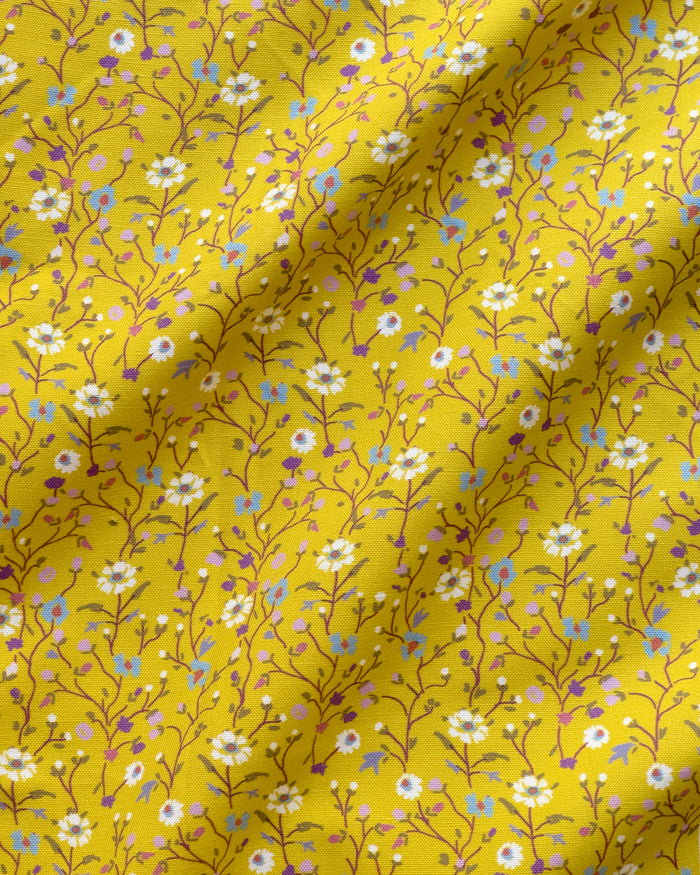 Winona Flowers Fabric - Mustard