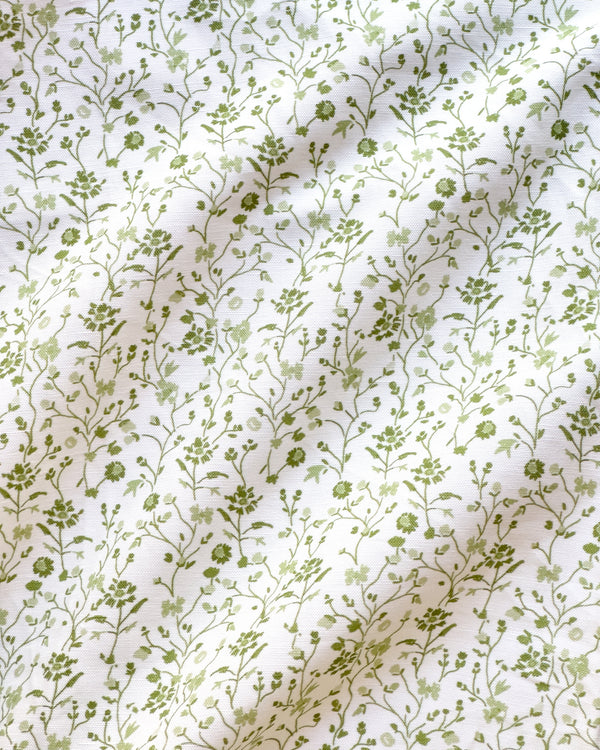 Winona Flowers Fabric - White/Green