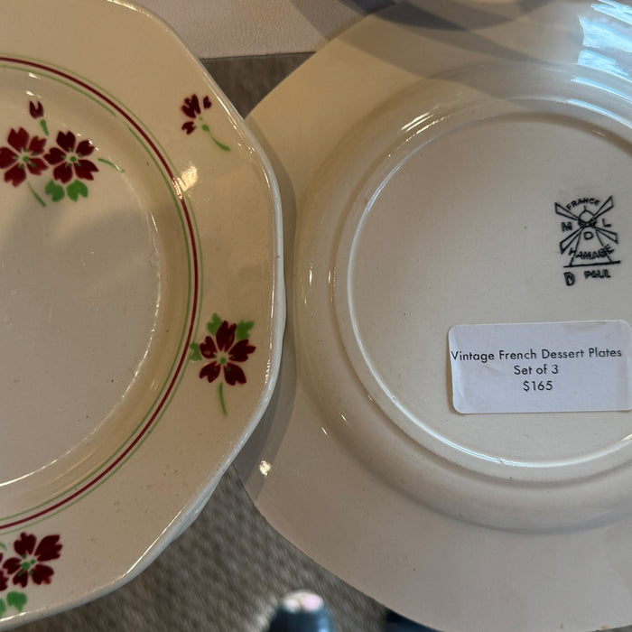 Vintage French Dessert Plates Set of 3