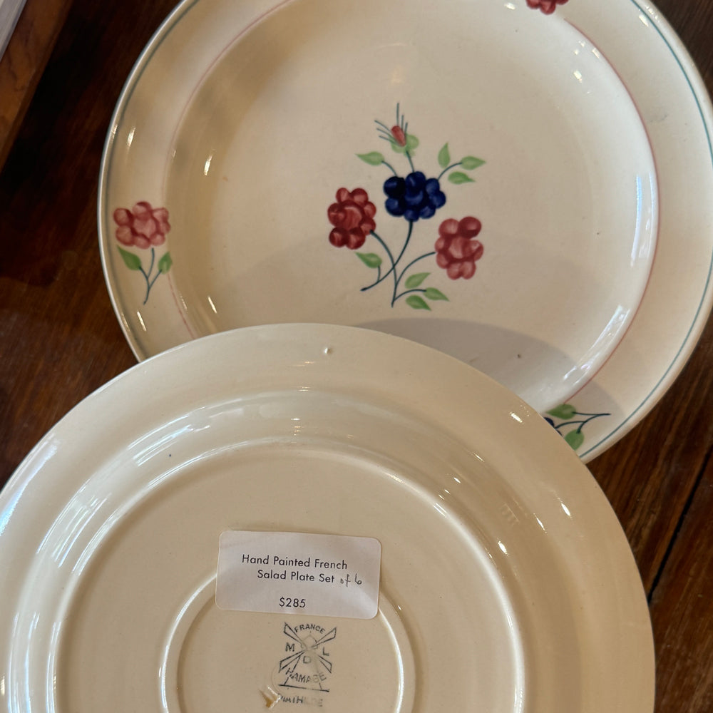 Vintage Hand Painted French Salad Plate Set of 6