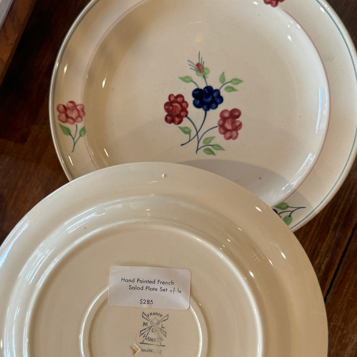 Vintage Hand Painted French Salad Plate Set of 6