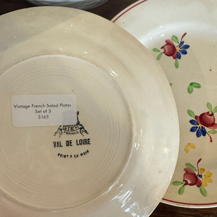 Vintage Hand Painted French Salad Plate Set of 3