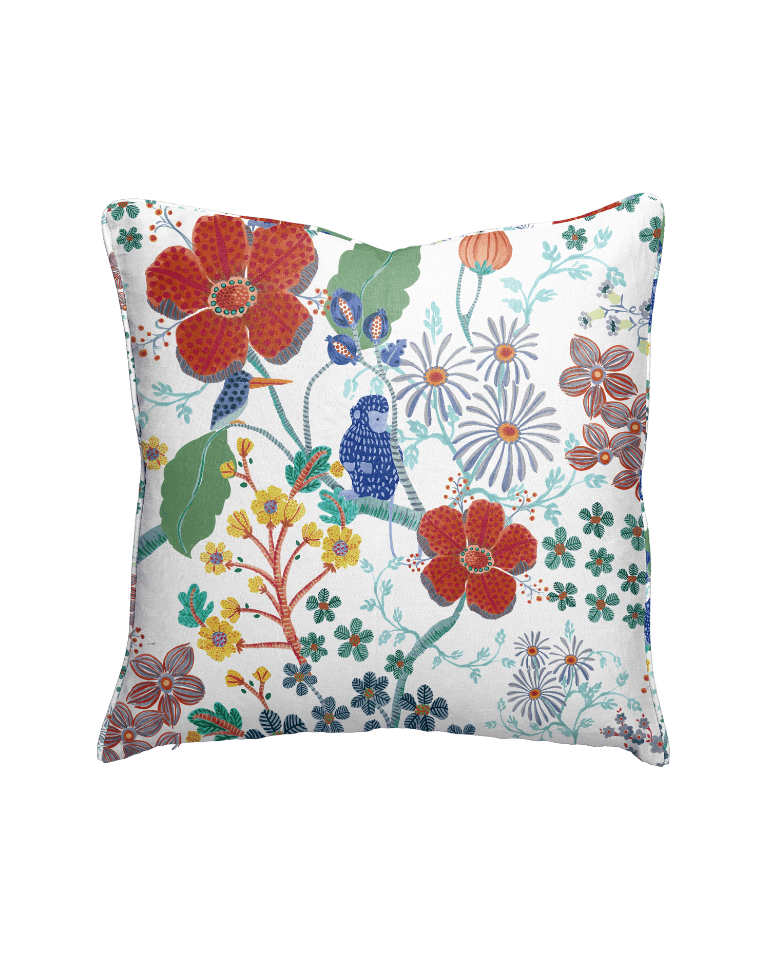 Monkey Garden Pillow - White