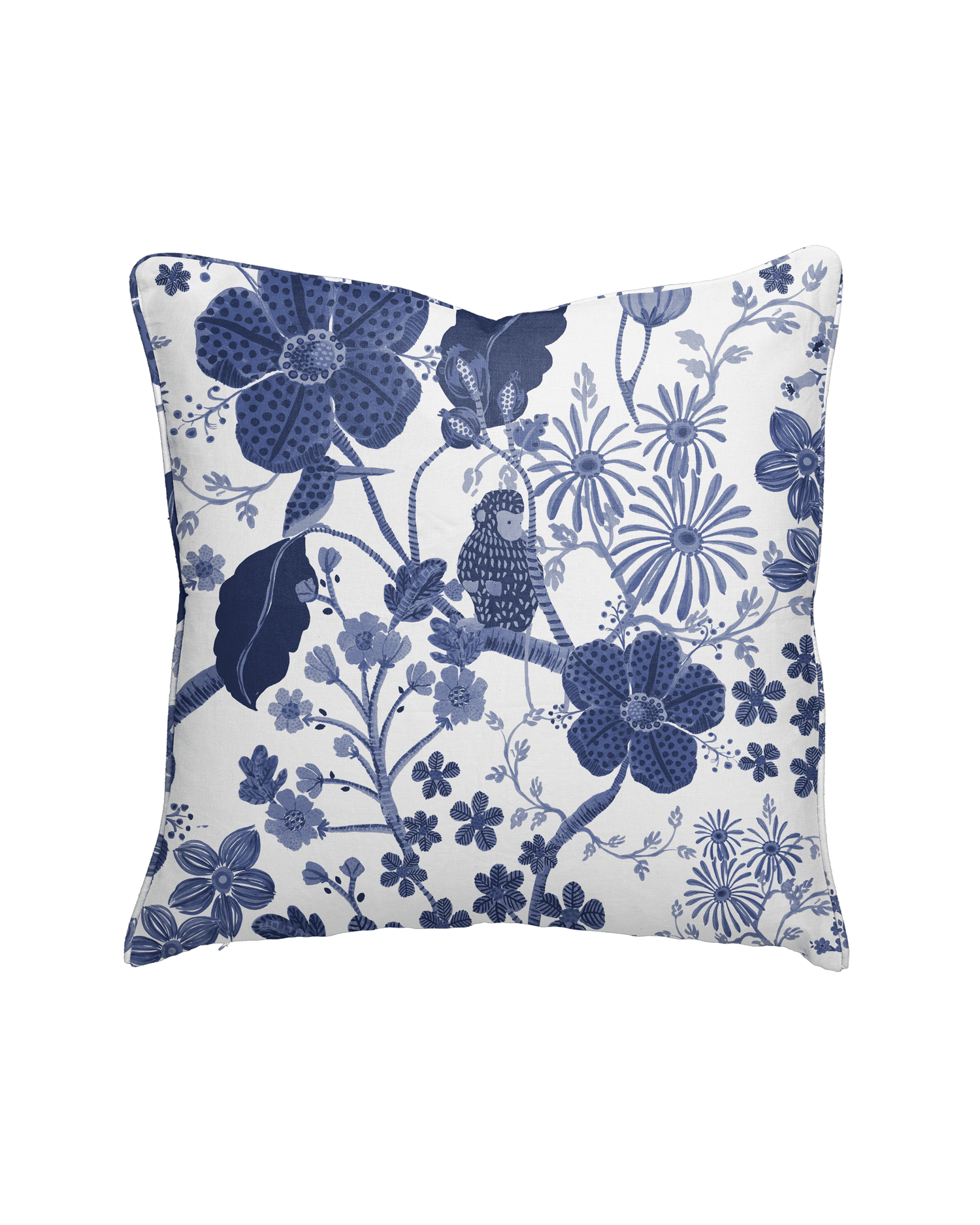 Monkey Garden Pillow - White/Blue