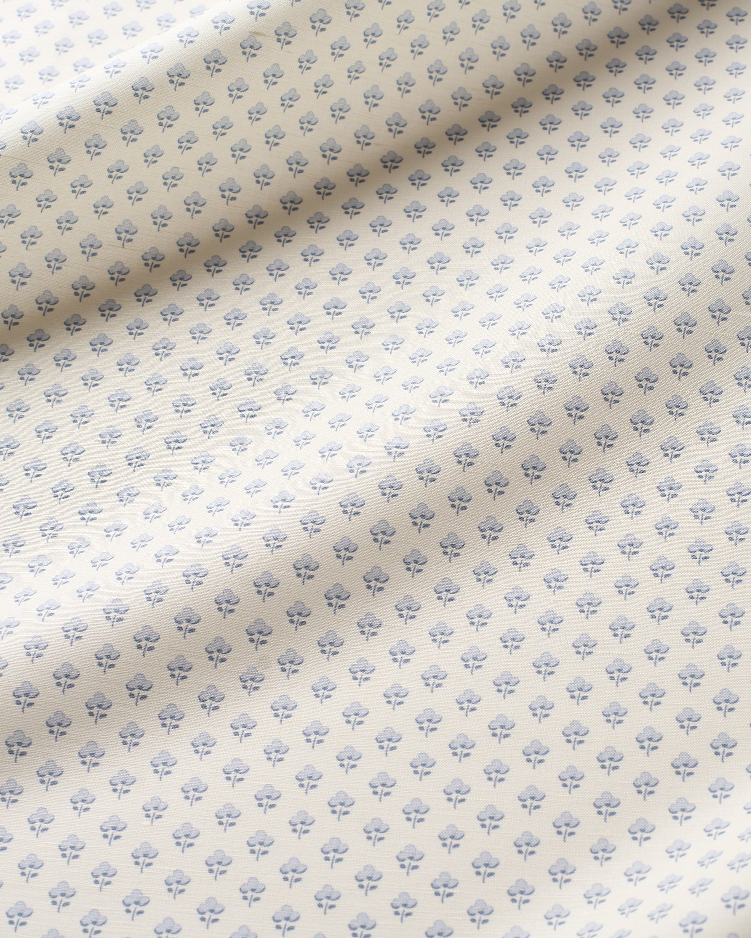 Pansy Meadow Fabric - Ivory Blue