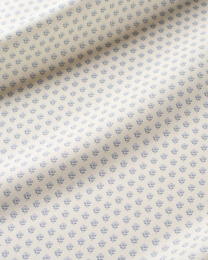 Pansy Meadow Fabric - Ivory Blue
