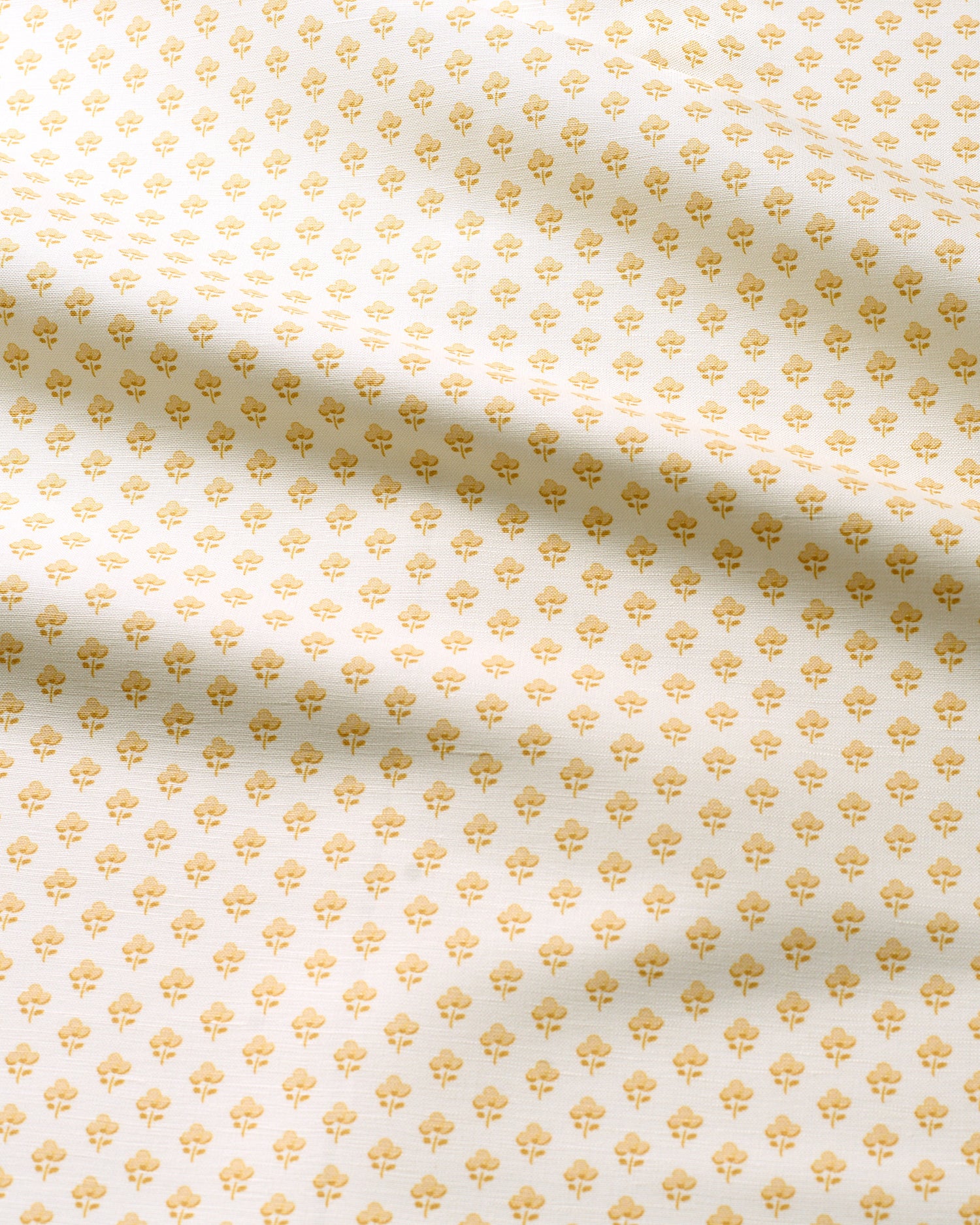 Pansy Meadow Fabric - Ivory Mustard