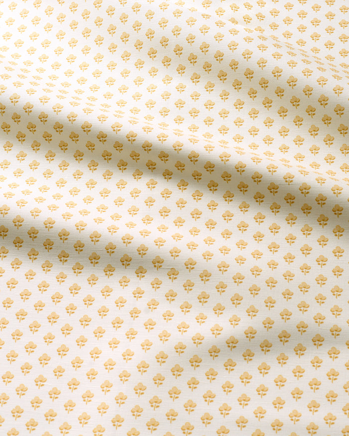 Pansy Meadow Fabric - Ivory Mustard