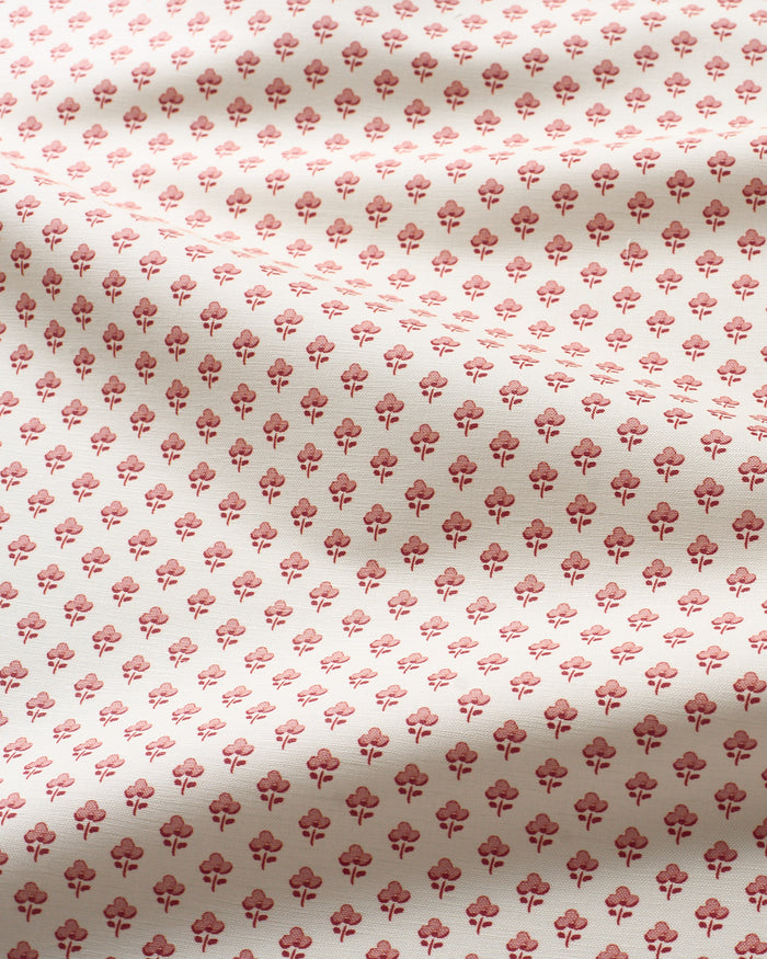 Pansy Meadow Fabric - Ivory Oxblood