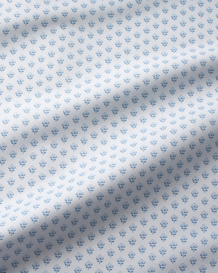 Pansy Meadow Fabric - Soft Sky Teal