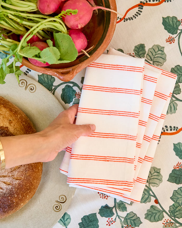 Pampa Stripe Napkin - Poppy
