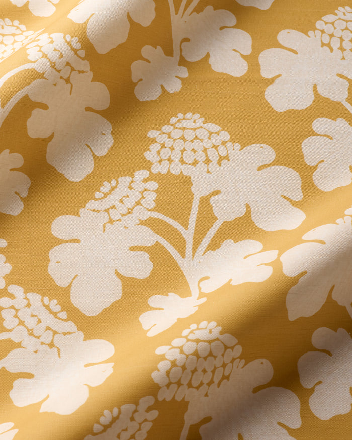 Casia Silhouette Fabric - Mustard Ivory