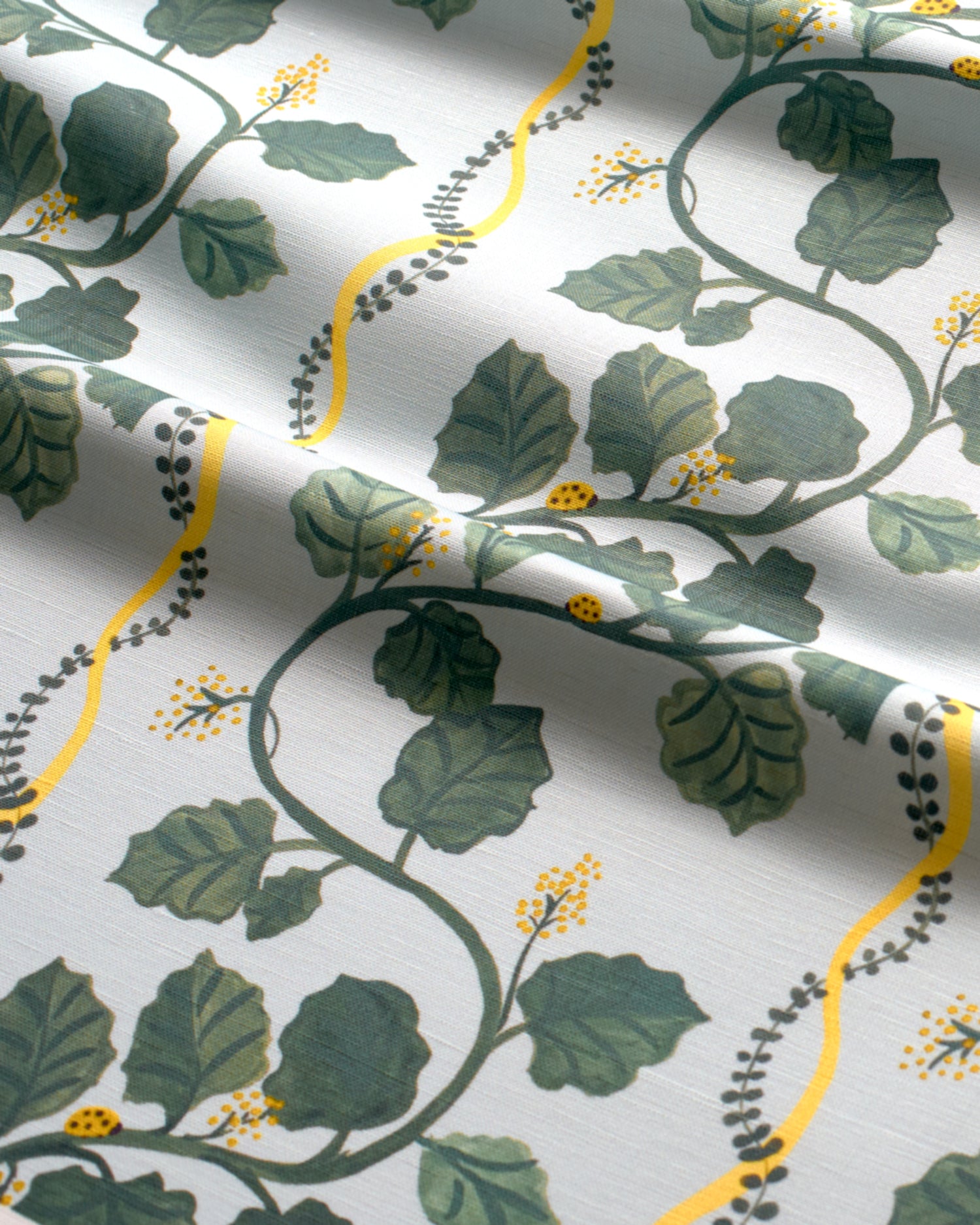 Ladybug Highway Fabric - Soft Sky Yellow