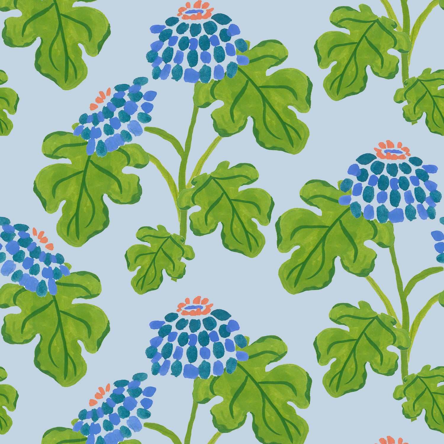 Casia Flowers Wallpaper - Soft Blue