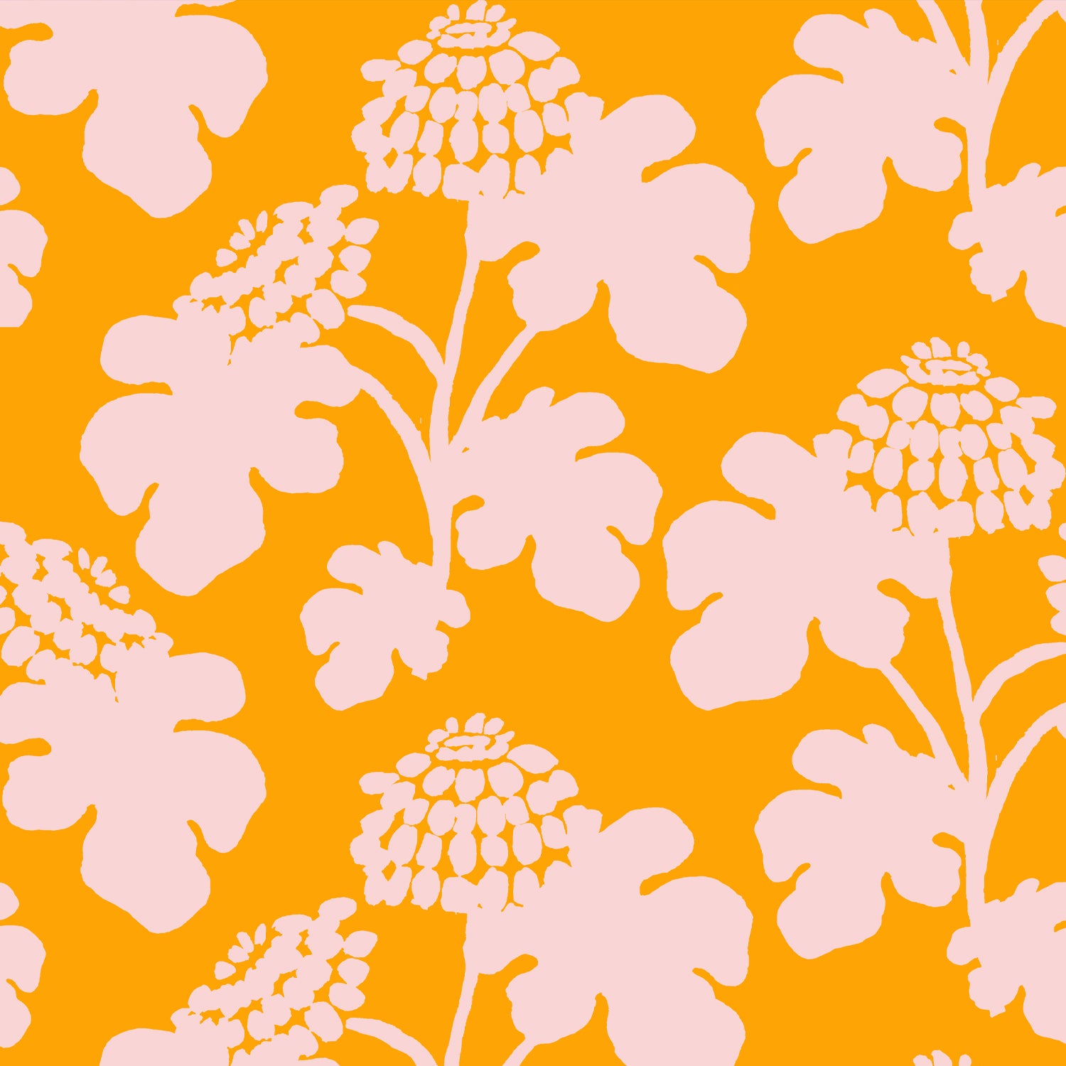 Casia Flowers Fabric - Marigold/Soft Pink