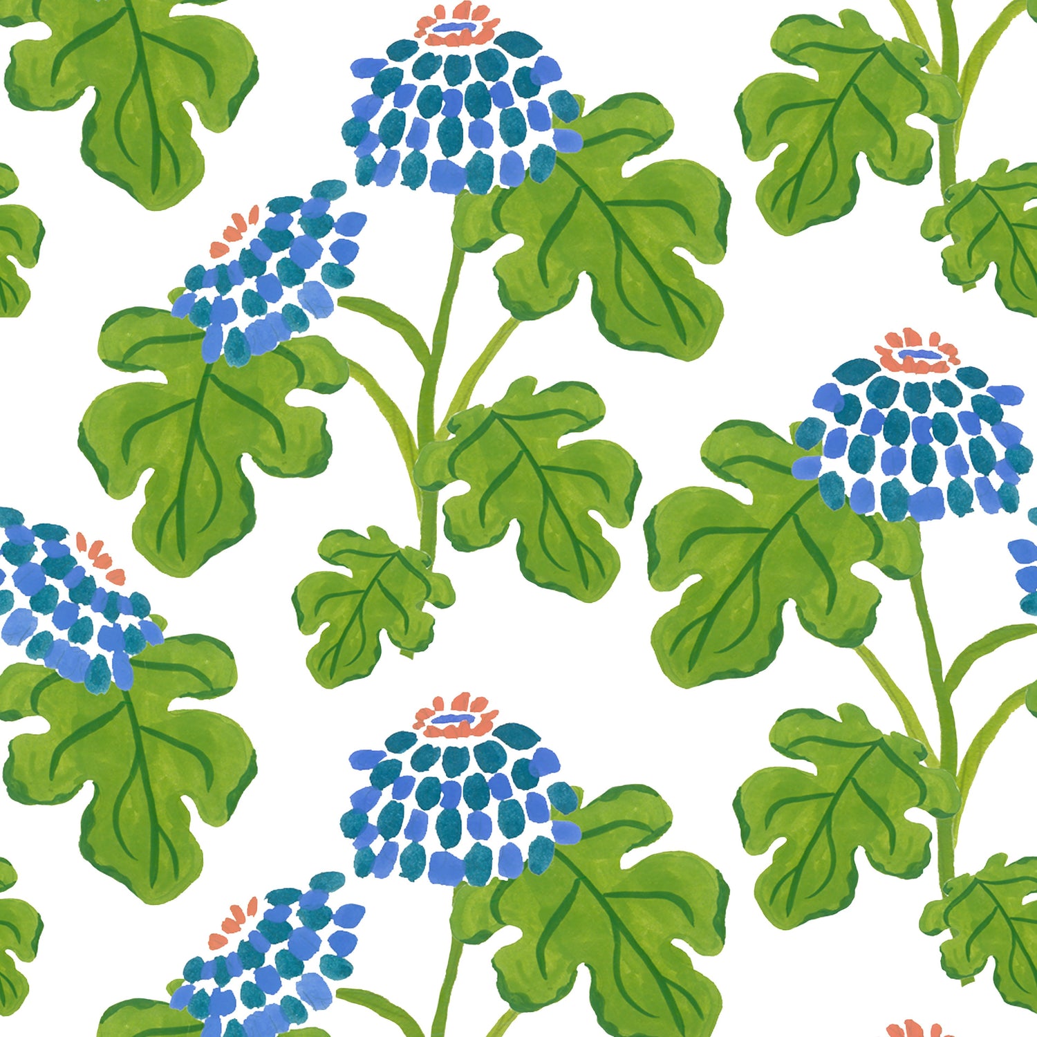 Casia Flowers Fabric - White
