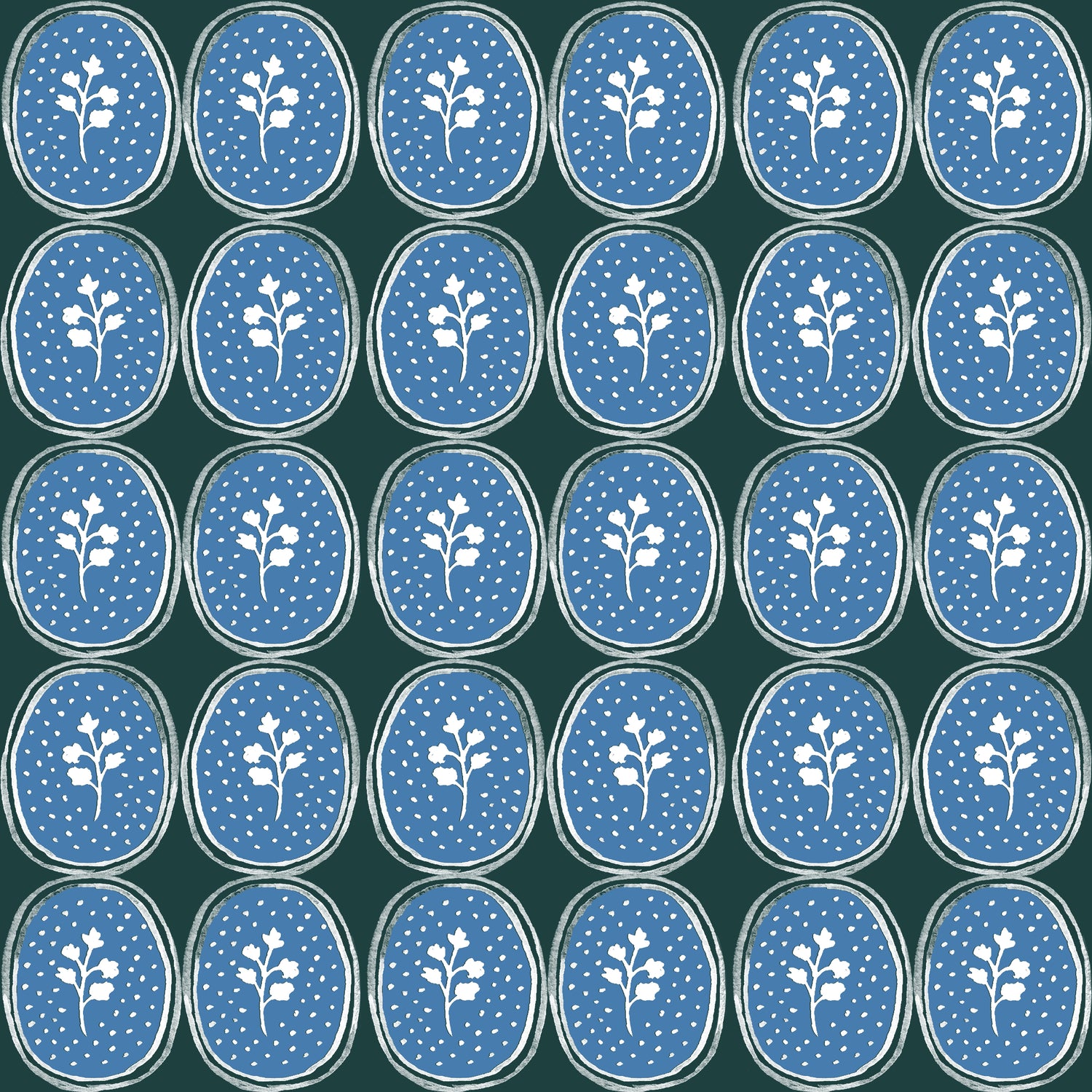 Ciao Cilantro Wallpaper - Forest/Blue