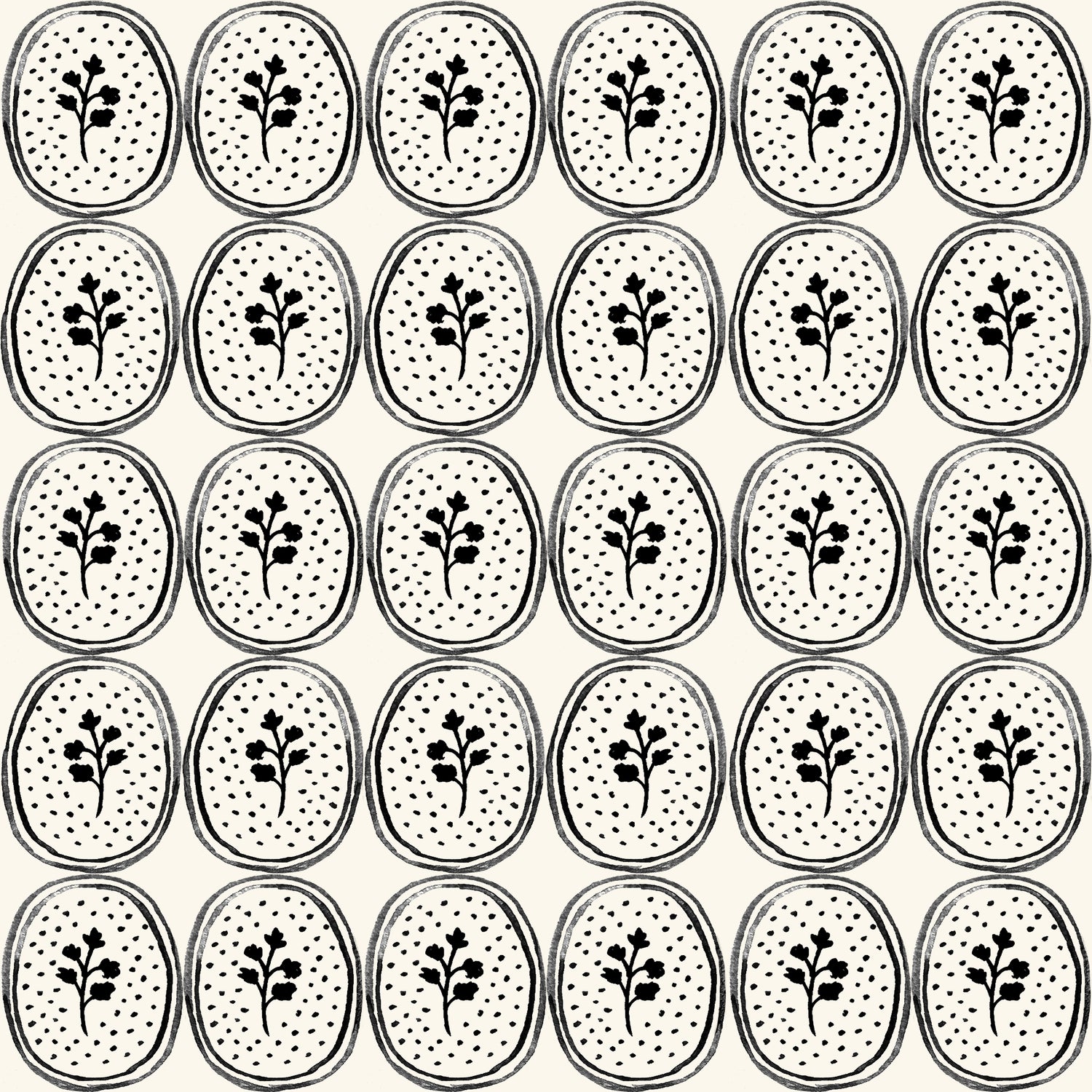 Ciao Cilantro Wallpaper- Ivory/Black