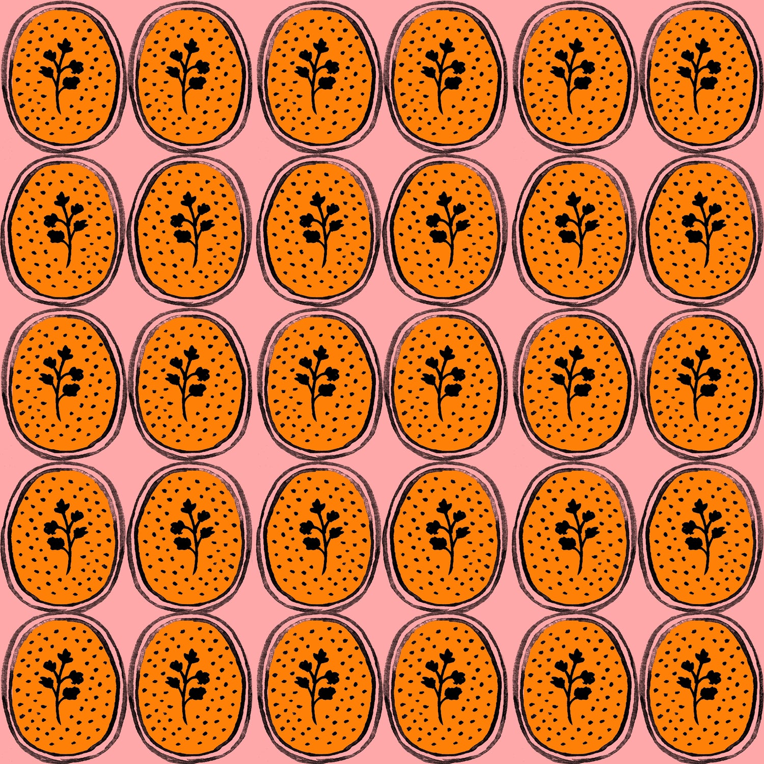 Ciao Cilantro Wallpaper - Melon/Black