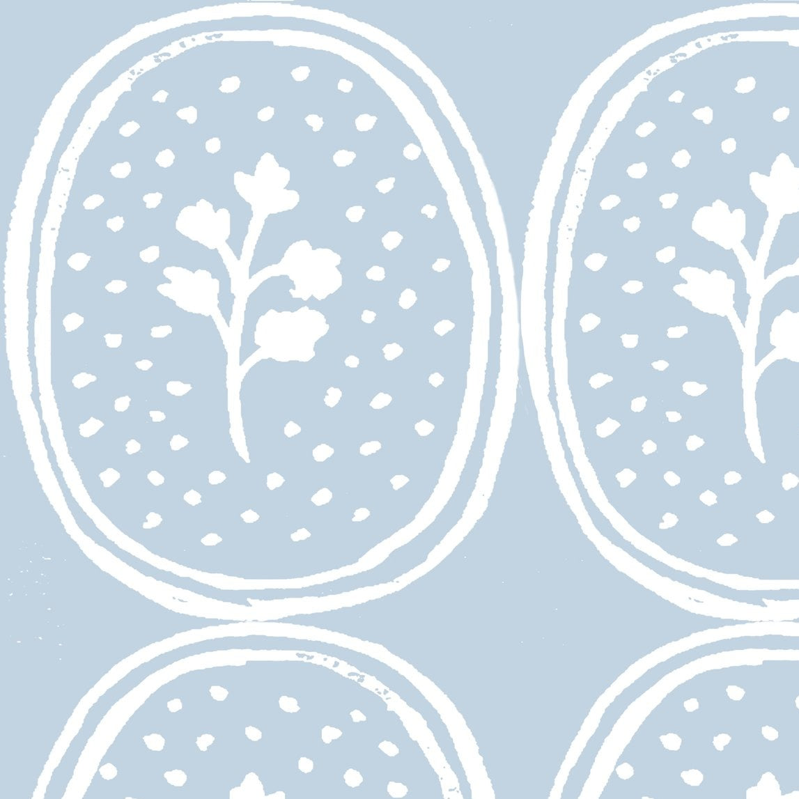 Ciao Cilantro Wallpaper- Soft Blue/White