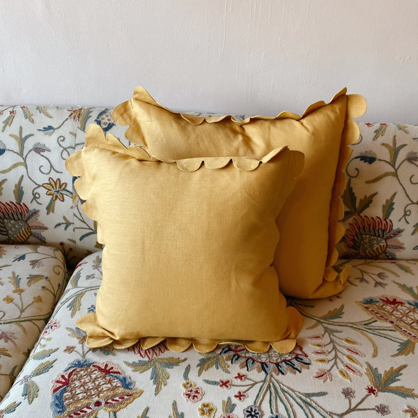 Scalloped Pillow - Mustard